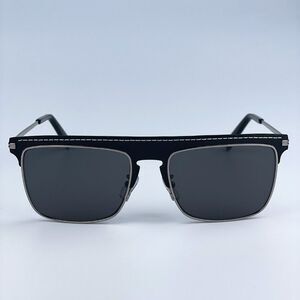NEW Loewe LW40006U 20A Metal Black Leather Grey Aviator Unisex Sunglasses